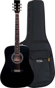 Schwarze Akustik Dreadnought-Western Gitarre für Linkshänder im Set mit Softcase - Bild 1 von 9