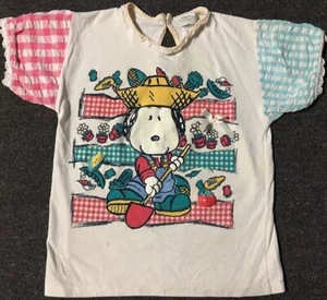 Vtg 70s Kids Snoopy Faded Shirt Youth 6 USA Flower Art Peanuts Cartoon TV 60s - Picture 1 of 18