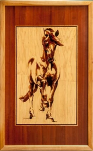 Caballo decoración del hogar estilo boho obras de arte regalo panel de madera madera arte de pared intarsia - Imagen 1 de 15