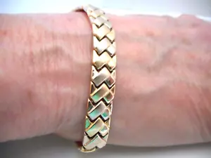 Estate Vintage 14K Yellow Gold Aurafin Stampato Turkiye Link Bracelet - Picture 1 of 15