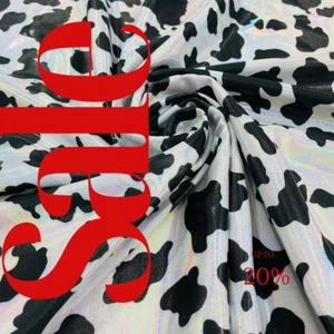 Cow Design With Holographic Print Poly Nylon Spandex 4 Way Stretch By Yard - Picture 1 of 5