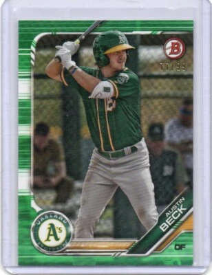 2019 Bowman Prospects Green Parallel Austin Beck 77/99 #BP-141 - Image 1 of 2