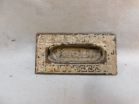 1800's Antique WINDOW Pull VICTORIAN Eastlake Style Black / Brass ORNATE Cover
