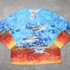 Spicy Tuna Vintage Tees Rashguard Shirt NWT Mens XL Blue/Orange L/S Polyester - Picture 1 of 16