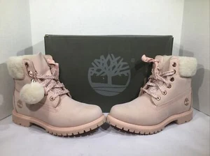 MISMATES Timberland Womens Size L 7 / R 7.5 Premium 6" Pink Nubuck Boots C23-171 - Picture 1 of 9