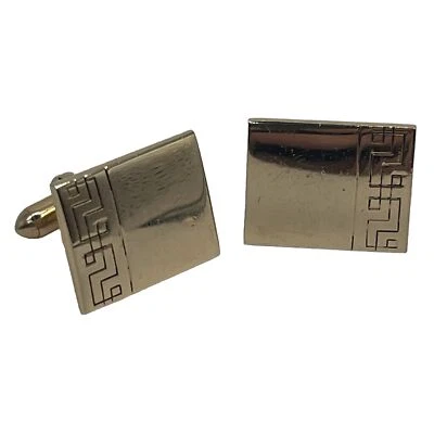 Gemelos cuadrados grabados rectangulares firmados Swank tono dorado gemelos vintage esmoquin Foto 1 de 4