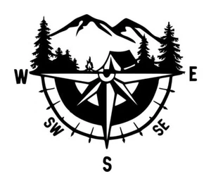 Compass Camping Decal #1 5.5"x6.5" Choose Color - Picture 1 of 2