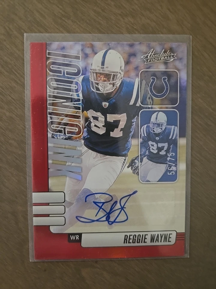 Reggie Wayne Iconic Ink Red Auto #'d /75. Indianapolis Colts NFL Legend.  - Image 1 of 2