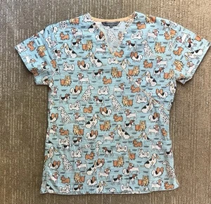 Blusa Médica Wear For Care XS Azul Blanco Marrón Perros Veterinaria Enfermera Médica - Imagen 1 de 11