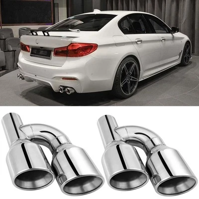 Para Serie 5 G30 530i 550i 2.5" a 4" Escape Puntas Cuádruples Doble Pared Inclinado Corte Foto 1 de 4