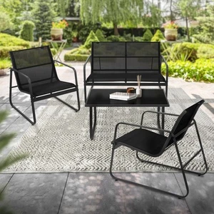 B-Ware 4-tlg Gartenmöbel-Set Terrassenmöbel Balkonmöbel Sitzgruppe Stahl - Bild 1 von 8