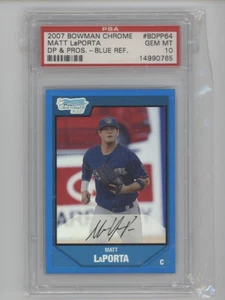 2007 BOWMAN CHROME BLUE REFRACTOR MATT LaPORTA PSA 10 RC ROOKIE RARE SP - Picture 1 of 1