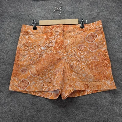 Michael Michael Kors Shorts Womens 14 Orange Paisley Print Cotton Stretch - Image 1 of 4
