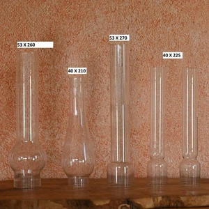 Glaskolben für antike alte Petroleumlampen 1 Stück Prima Universal 53mm + 40mm - Picture 1 of 6