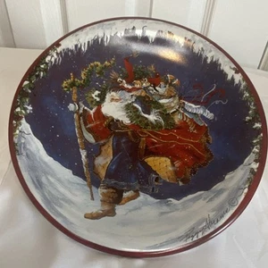 Peggy Abrams Plato Postre Decoración Navidad Firmado Certificado 8" Juego de 8 Platos - Imagen 1 de 5