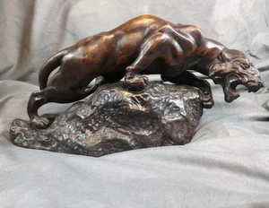 Vintage Terrakotta Jaguar Statue nach Thomas Cartier Faux Bronze Finish - Bild 1 von 23