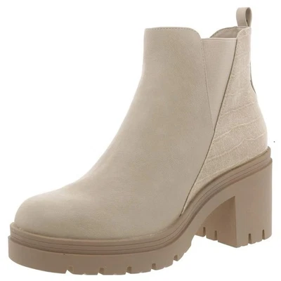 Sun+Stone Women Ecru Faux Leather Veronika Round Toe Block Heel Ankle Boots US 6 - Image 1 of 4