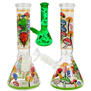 10" Im Dunkeln leuchtende Pilz-Wasserpfeife - Farbe & Design können variieren - strapazierfähig - Bild 1 von 1