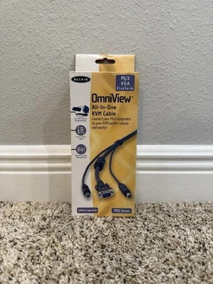 Belkin OmniView All in One KVM Cable Kit 6ft F3X1105-06 Pro Series PS/2 VGA - Image 1 of 4