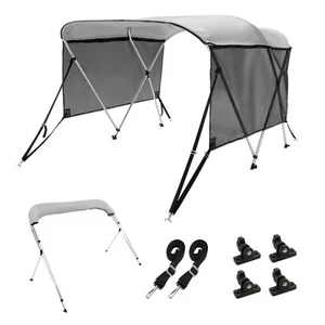 3 Bow Bimini Top Boat Cover Detachable Mesh Sides 600D with Frame 79"-84"W - Picture 1 of 12