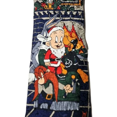 Corbata vintage Looney Tunes para hombre Silk Bugs Bunny Daffy Elmer Fudd Navidad 1992  Foto 1 de 4