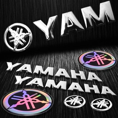 8" ABS 3D Logo+Letter Emblem Decal+"Laser" Neo Chrome Sticker for Yamaha Chrome - Изображение 1 из 3