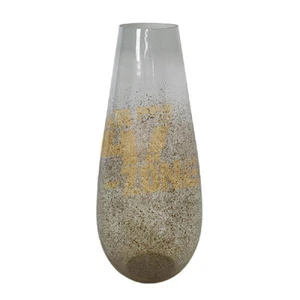 Glass Vase Large Gold Frosted White Indoor Outdoor Tabletop Home Decor - Picture 1 of 3
