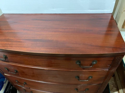 VINTAGE 40'S/50'S VENEER  CHEST OF DRAWERS - BOW FRONT - FAIR TO GOOD CONDITION Cover