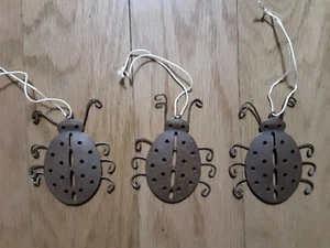 Lady Bug Ornaments Brown Metal 10 Pieces New - Picture 1 of 3