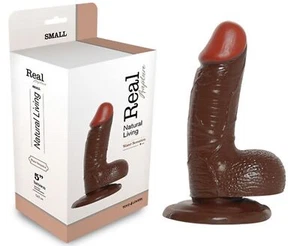 Dildo realistico con ventosa e testicoli fallo realistico scuro vaginale anale - Imagen 1 de 1