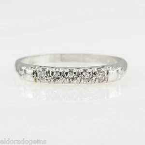 HANDMADE 0.15 CT.  DIAMOND HALF BAND 3.0 MM WEDDING RING 14K WHITE GOLD SIZE US6 - Picture 1 of 4