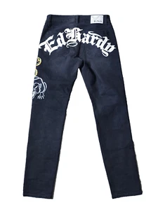 Ed Hardy Black Denim 30 X 32" Embroidered Skull Snake Panther Jeans - Picture 1 of 19