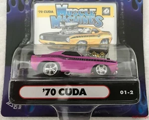 1:64 Muscle Machines 01-2 '70 CUDA fundido a presión 2000 rayas negras rosadas - Imagen 1 de 2