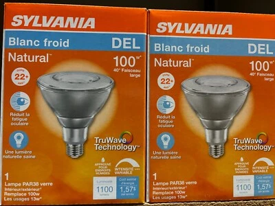 (pacote com 2) Sylvania 13 watt LED Par38 4K luz de inundação, base média, 1100 lúmens - Imagem 1 de 2