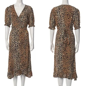 Neu Faithfull the Brand Abbey Wickelkleid Le Cinq Animal Print Leopard Größe 2 XS - Bild 1 von 12