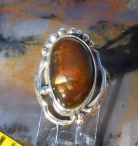 Sterling Silber und Aguascalientes, Mexiko Feuerachat Edelstein Ring D 84 - Bild 1 von 12