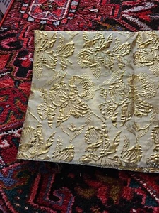 Gold ivory/gold woven Floral Jacquard Brocade raised Fabric 54 108 - Picture 1 of 8