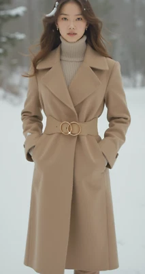 Женщин бежевый серо-коричневый эластичной группы моды ремень золотой металлический круг пряжка размер S M - Изображение 1 из 4