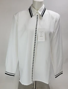Vintage Joyce Dressy Blouse White Long Sleeve Women's Size 12 NWT - Picture 1 of 14