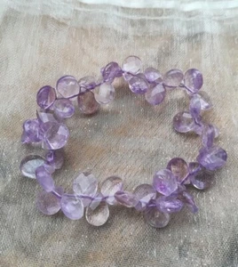 BRACCIALE AMETISTA BRIOLETTES SFACCETTATE, BRACCIALE ELASTICO AMETISTA NATURALE - Foto 1 di 9