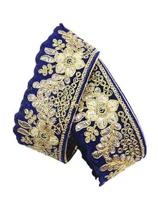 Indian Traditional Embroidery Heavy Work Lace Color Royal Blue For Saree 9 Meter - Picture 1 of 2
