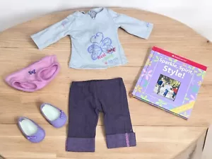 American Girl Puppe 2010 Real Meet Outfit-Shirt lila Jeans Schuhe etc. nicht mehr produziert - Bild 1 von 21
