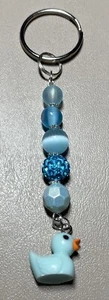 RUBBER DUCKY Blue Handmade Beaded Keychain Purse Charm Duck Key Chain Fob - Picture 1 of 2
