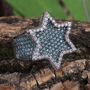 3AAA+ CZ Hop Hip Ice Out Bling Jewish Star of David Hexagram Rings for Men - Picture 1 of 11