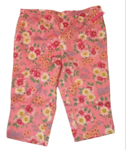 Pantalones Capri Cappagallo Mujer 20W Rosa Caramelo Claro Asters Flores Cremallera Lateral Botón - Imagen 1 de 7