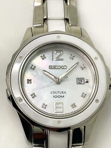 SEIKO LADIES 7N82 0HH0 MODERN NON-WORKING 100M DIAMOND QUARTZ WATCH SXDE85 - Picture 1 of 6