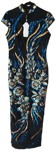 Peacock tail black long Qipao dress - Picture 1 of 12