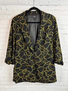 TORRID black yellow chain pattern 3/4 sleeve stretch jacket blazer size 2 (2X) - Picture 1 of 8