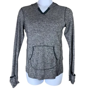Nike Dri Fit Hoodie Size Medium Black White Long Sleeves Thumbholes Lightweight - Picture 1 of 5