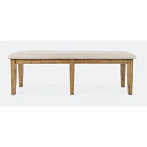 Rustic Distressed Pine 55" Upholstered Dining Bench - Picture 1 of 8